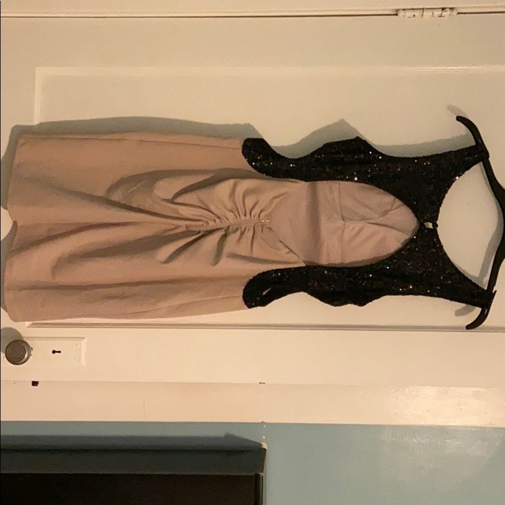 Tan w black sparkles dress